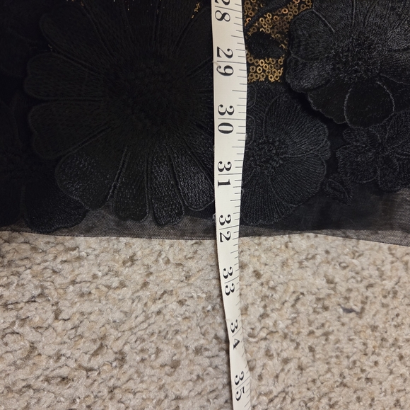 Helsi Hilma Gold Black Mini Cocktail Party Dress Floral Embellished Sequins XS - Picture 8 of 13